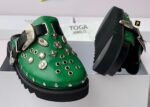 Toga Virilis Half Shoe | Black | White | Green – Modern Designer Footwear