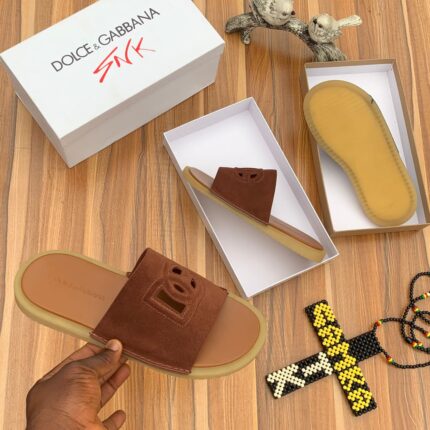 Dolce & Gabbana DG Logo Suede Slides – Luxury Comfort