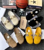 Burberry Check-Strap Suede Loafer Mules | JinsoLegacy