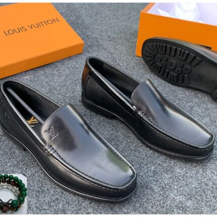 Louis Vuitton Style Black Leather Loafers | JinsoLegacy