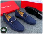 Salvatore Ferragamo Style Blue Suede Loafers | JinsoLegacy