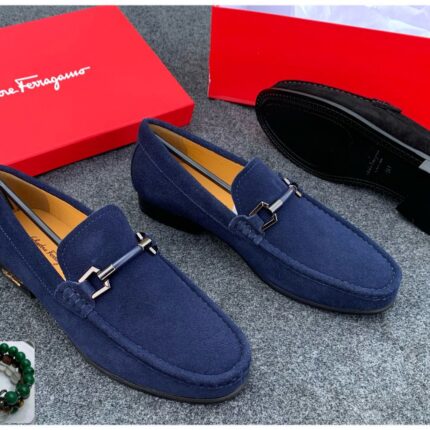 Salvatore Ferragamo Style Blue Suede Loafers | JinsoLegacy