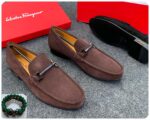 Salvatore Ferragamo Style Blue Suede Loafers | JinsoLegacy