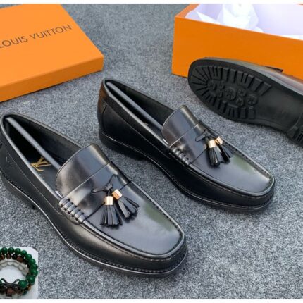 Louis Vuitton Style Black Tassel Loafers | Black | Brown JinsoLegacy