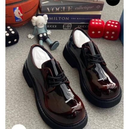 Oxford Burgundy Patent Leather Chunky Platform Derby Shoes | JinsoLegacy