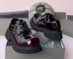 Oxford Burgundy Patent Leather Chunky Platform Derby Shoes | JinsoLegacy