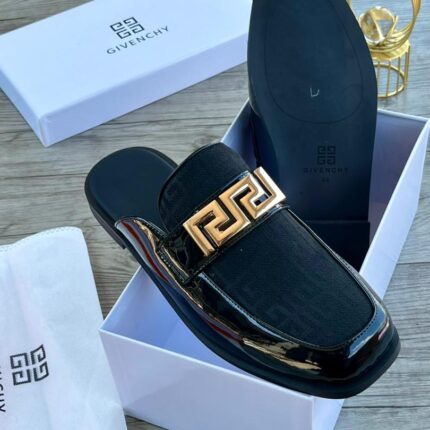 Givenchy Style Black Greek Key Mules | JinsoLegacy