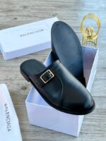 Balenciaga Style Black Buckle Mules | JinsoLegacy
