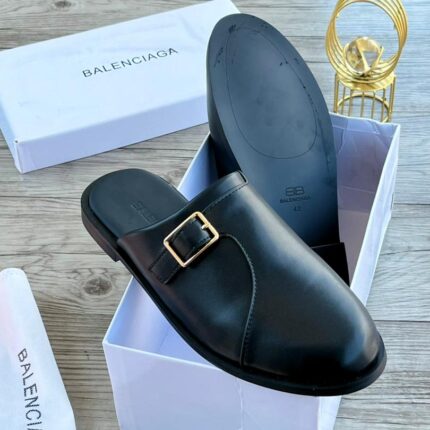 Balenciaga Style Black Buckle Mules | JinsoLegacy