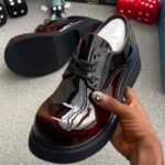 Oxford Burgundy Patent Leather Chunky Platform Derby Shoes | JinsoLegacy