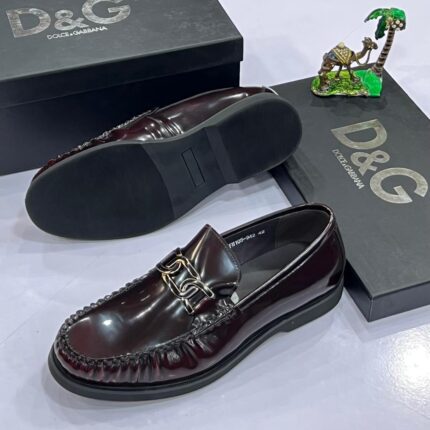 Dolce & Gabbana Burgundy Patent Leather Horsebit Loafers