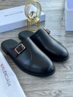 Balenciaga Style Black Buckle Mules | JinsoLegacy
