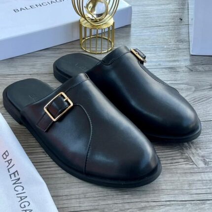 Balenciaga Style Black Buckle Mules | JinsoLegacy