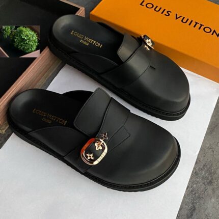 Louis Vuitton LV Cosy Flat Comfort Clog in Black Calf Leather