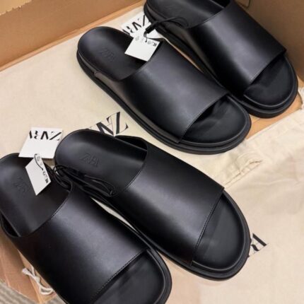 Zara Black Comfort Slide Slippers