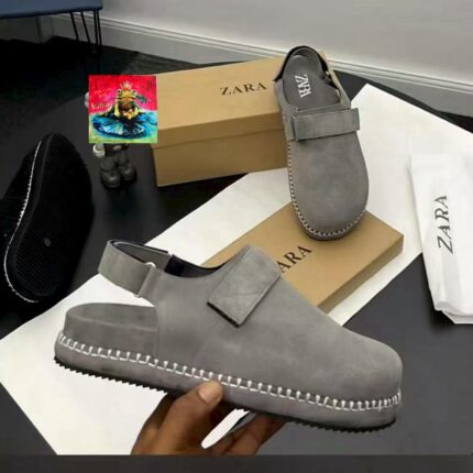 Zara Grey Suede Espadrille Mules