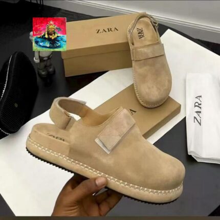 Zara Suede Platform Espadrille Clogs in Nude/Beige