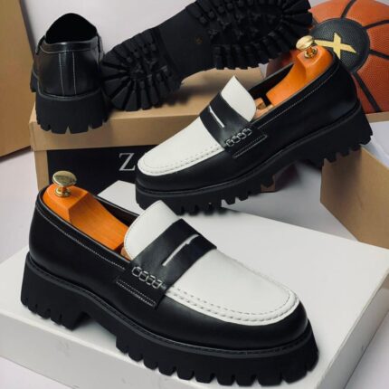 Zara Two-Tone Leather Chunky Loafers