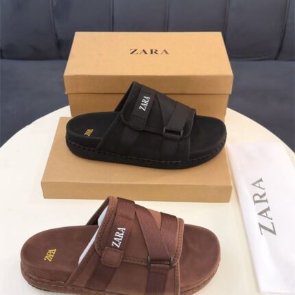 Zara Adjustable Strap Two-Tone Comfort Flat Sandals
