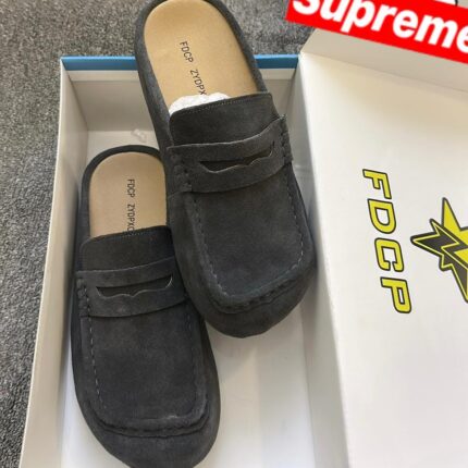 FDCP Gray Suede Mules
