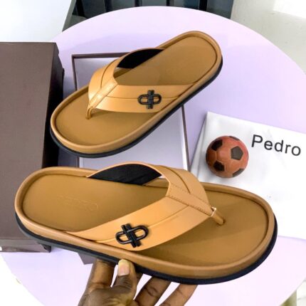 Pedro Men’s Leather Slippers in Tan Brown