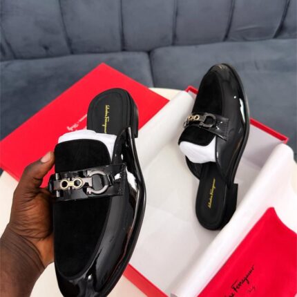 Salvatore Ferragamo Gancini Buckle Leather Mules