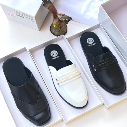 Versace Men's Italian Leather Half Shoes & Mules