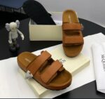Alexander McQueen Hybrid Leather Double-Strap Slides – Tan | Jinsolegacy Nigeria