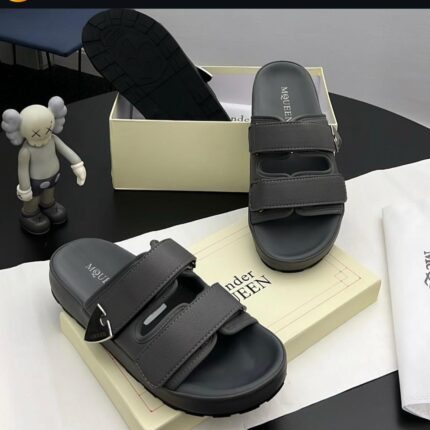 Alexander McQueen Hybrid Leather Double-Strap Slides – Tan | Jinsolegacy Nigeria