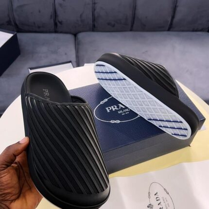 Prada Milano Textured Rubber Slide Sandals – Men’s Designer Slides