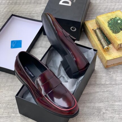Dolce & Gabbana Polished Leather Penny Loafers – Burgundy | JinsoLegacy Nigeria