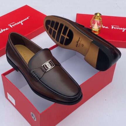 Salvatore Ferragamo Gancini Mahogany Leather Loafers | JinsoLegacy Nigeria