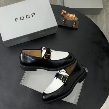 FDCP Black & White Two-Tone Monk Strap Loafers | JinsoLegacy Nigeria