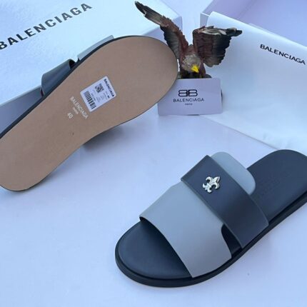 Balenciaga Grey Fleur-de-Lis Strap Sandals