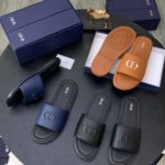 Christian Dior Men’s Luxury Leather Slides with Logo