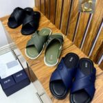 Dior Blue Leather Palm Slippers - Image 2