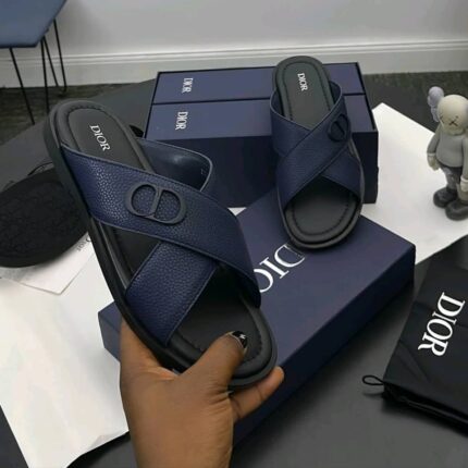 Dior Blue Leather Palm Slippers