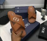 Dior Leather Crisscross Flat Sandals