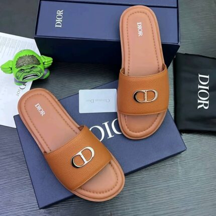Dior Men’s Genuine Leather Slides with CD Logo
