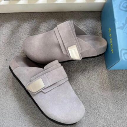 FDCP Suede Clogs with Cork Insole & Velcro Strap