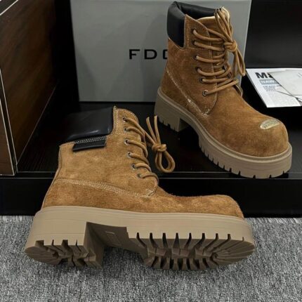 MasonPrince Suede Lace-Up Thick Sole Boots