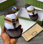 Gucci Men's Luxury Web Stripe Slippers with Interlocking G Logo