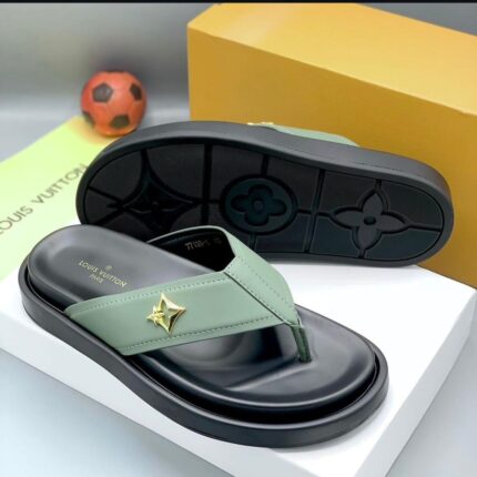 Handmade Emerald Green Leather "H" Buckle Sandals