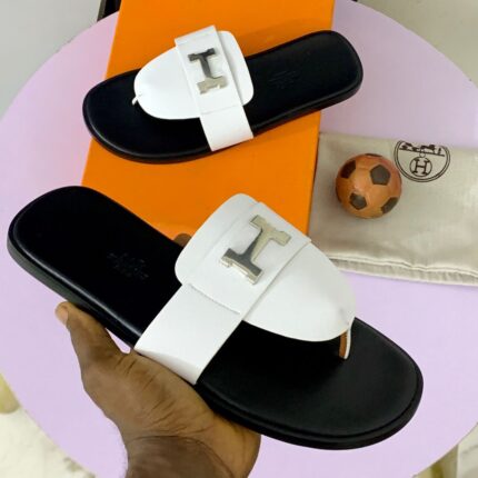 Hermès Men's Luxury H-Logo Slip-On Palm Slippers