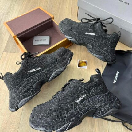 Balenciaga Triple S Black Rhinestone Sneakers