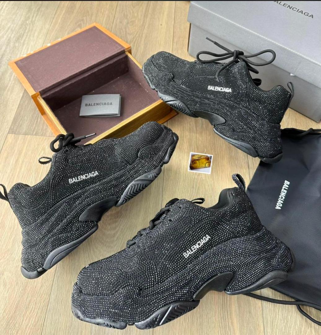 Balenciaga Triple S Black Rhinestone Sneakers Balenciaga Triple S Black Rhinestone Sneakers