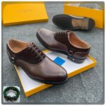 Brown Leather & Suede Dress Shoes with Buckle Strap