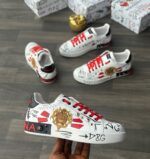Camouflage High-Top Sneakers with Graffiti Logo - Image 2