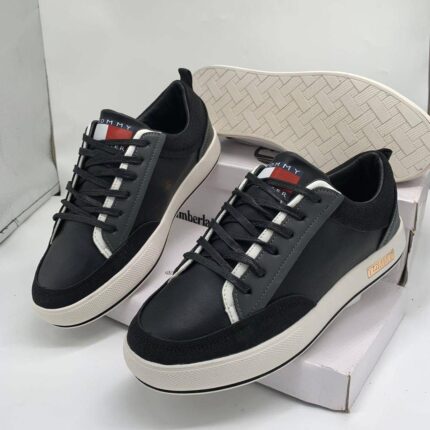 Court Trainers in Navy Leather & Suede