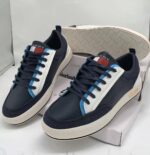 Court Trainers in Navy Leather & Suede